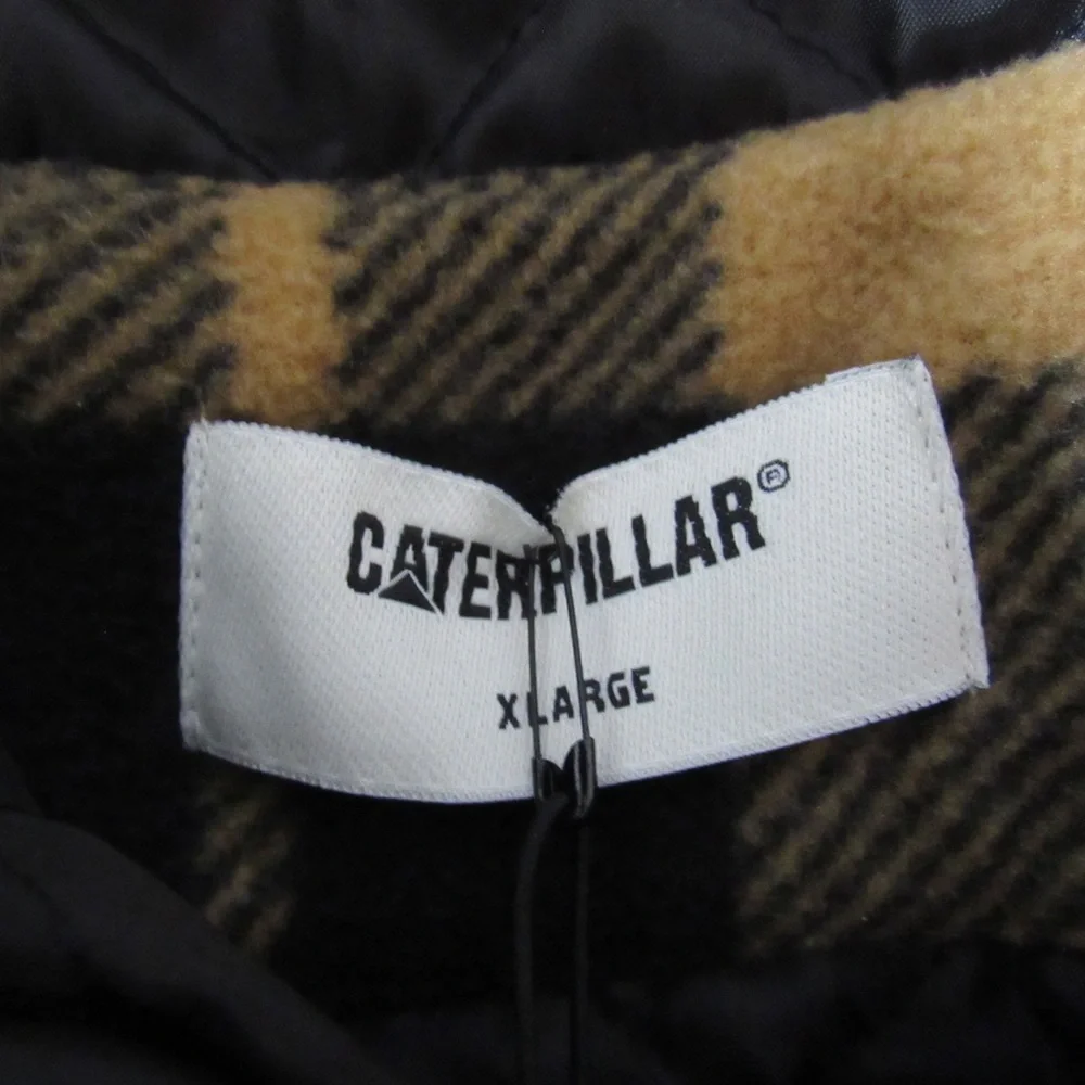 Caterpillar CAT Yellow Plaid Flannel Shirt Shacket XL Warm Button Closure Winter